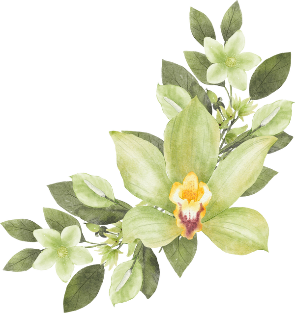 Green Watercolor Flower Bouquet