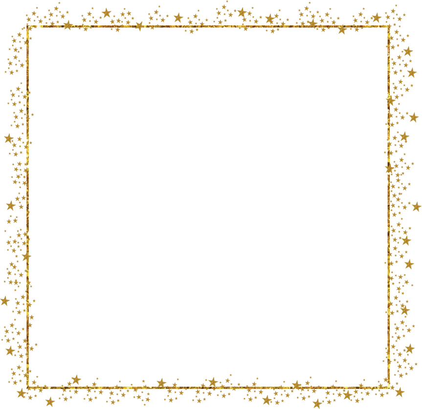 Square Gold Frame with stars Glitter