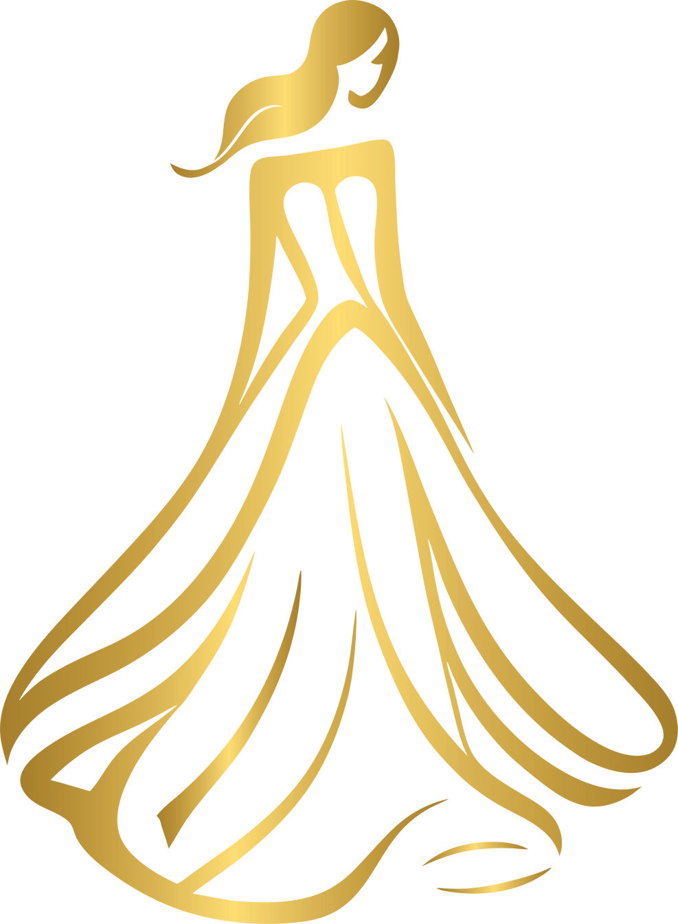 Golden fashion logo with gown