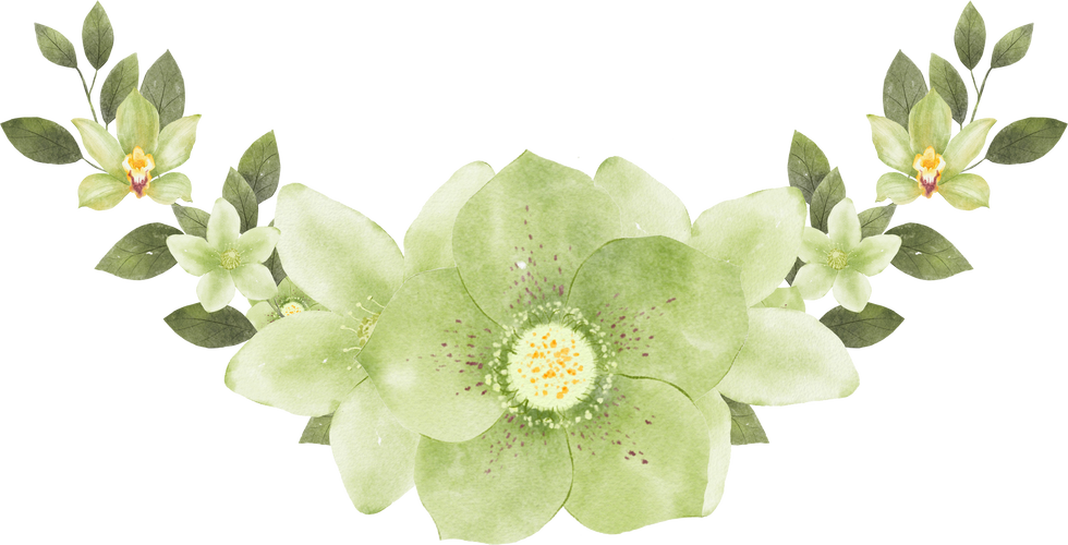 Green Watercolor Flower Wreath